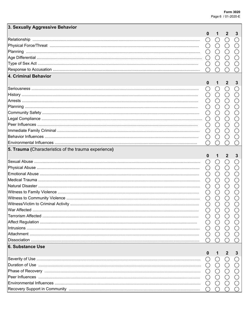 Form 3020 Uniform Assessment - Texas, Page 6