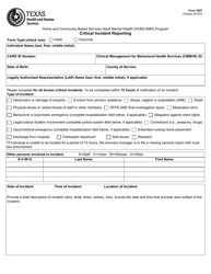 Document preview: Form 3007 Critical Incident Reporting - Texas