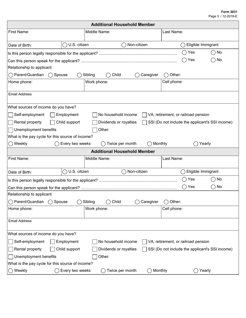 Form 3031 Children With Special Health Care Needs (Cshcn) Program Application - Texas, Page 3