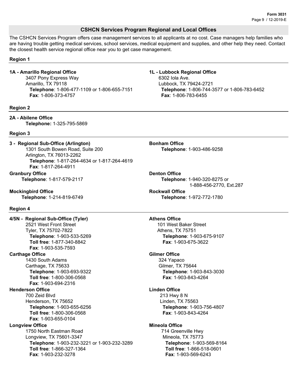 Form 3031 - Fill Out, Sign Online and Download Printable PDF, Texas ...