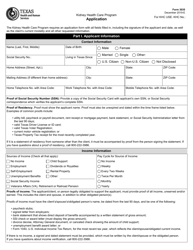 Form 3035 Kidney Health Care Program Application - Texas