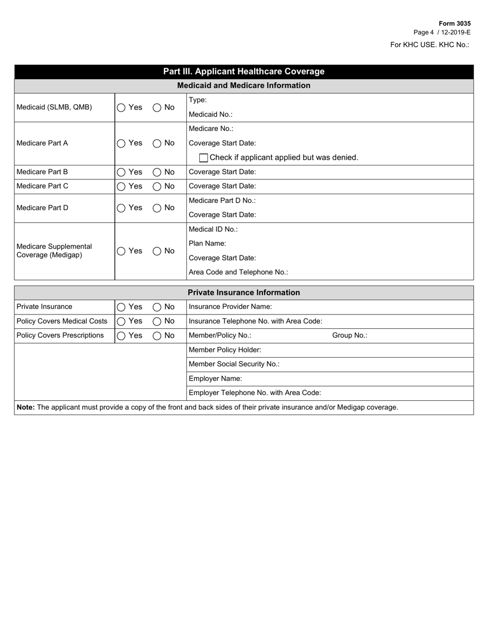 Form 3035 Kidney Health Care Program Application - Texas, Page 4