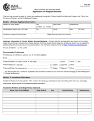 Document preview: Form 3029 Office of Primary and Specialty Health Application for Program Benefits - Texas