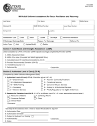 Form 3041 Mh Adult Uniform Assessment for Texas Resilience and Recovery - Texas