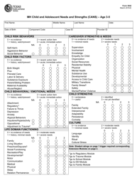 Document preview: Form 3042 Mh Child and Adolescent Needs and Strengths (Cans) - Age 3-5 - Texas