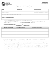 Document preview: Formulario 3048-S Oficina De Atencion Medica Primaria Y Especializada Aviso De Cumplimiento De Requisitos - Texas (Spanish)