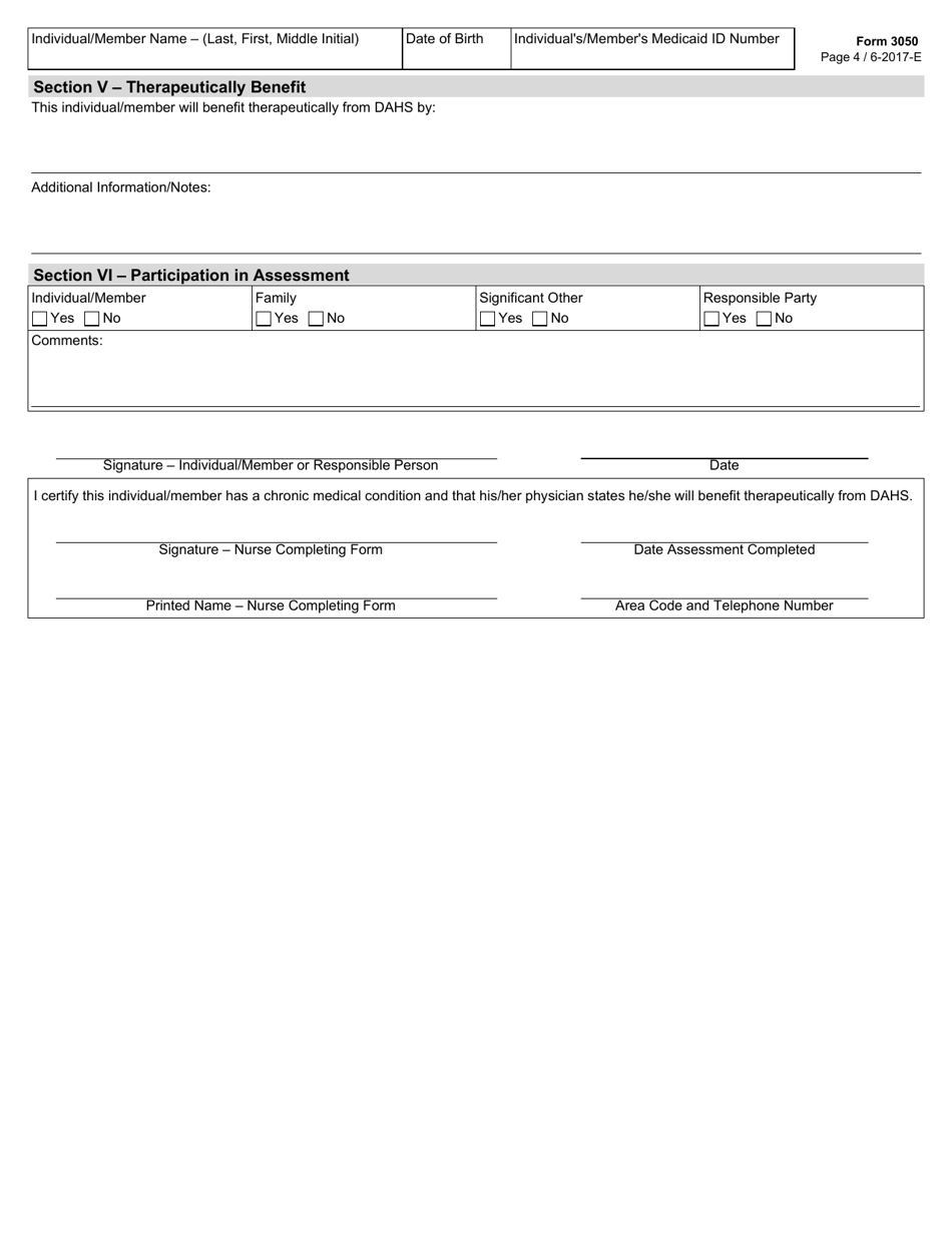 Form 3050 Day Activity and Health Services (Dahs) Health Assessment / Individual Service Plan - Texas, Page 4