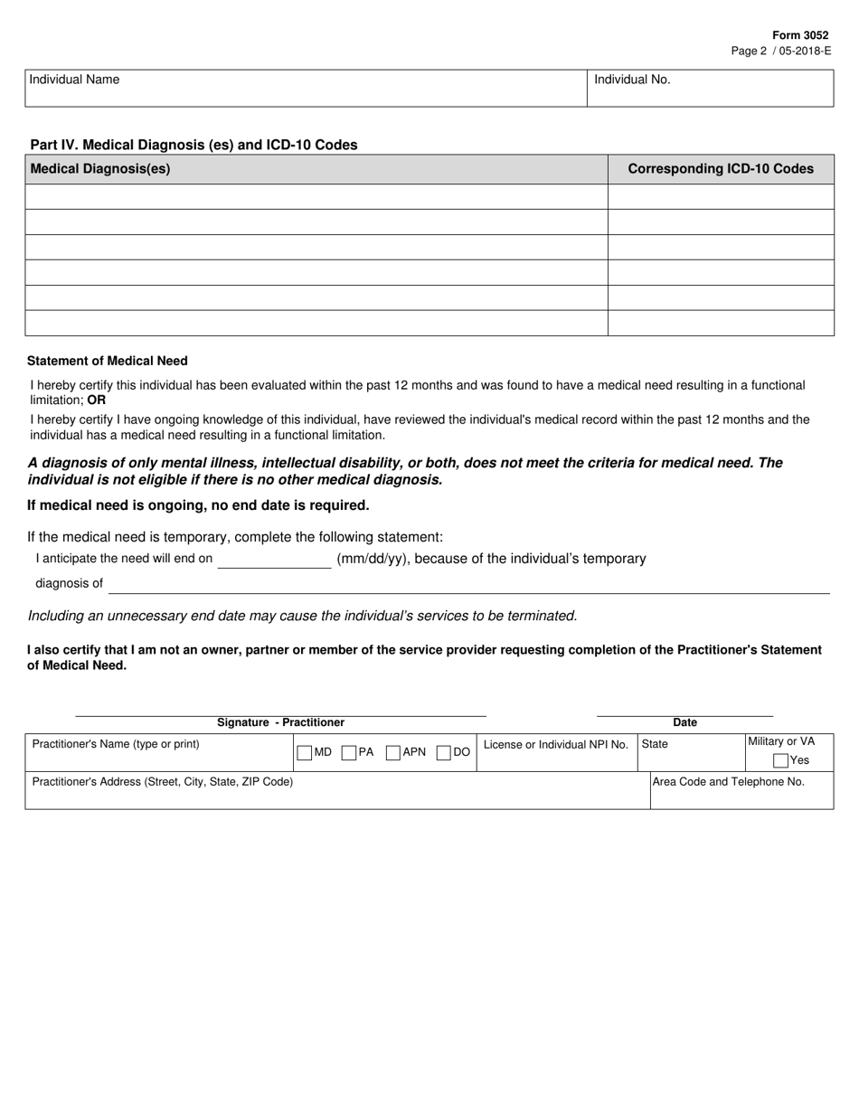 Form 3052 - Fill Out, Sign Online and Download Fillable PDF, Texas ...