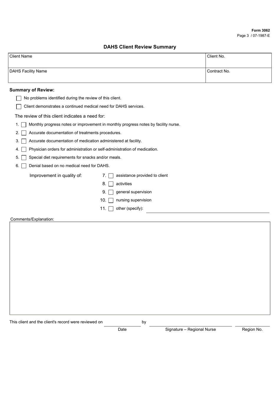 Form 3062 Day Activity and Health Services Utilization Review Report - Texas, Page 3