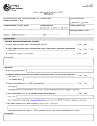 Document preview: Form 3065 County Indigent Health Care Program (Cihcp) Worksheet - Texas