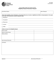 Document preview: Form 3073 County Indigent Health Care Program (Cihcp) Eligibility Dispute Resolution Request - Texas