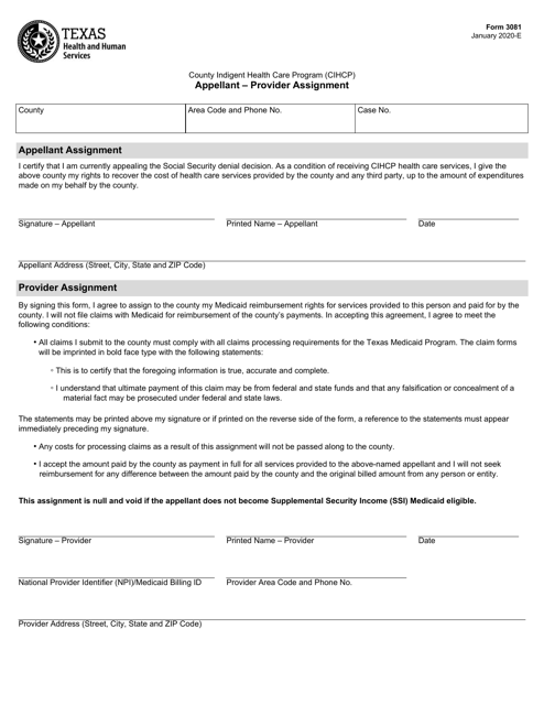 Form 3081  Printable Pdf