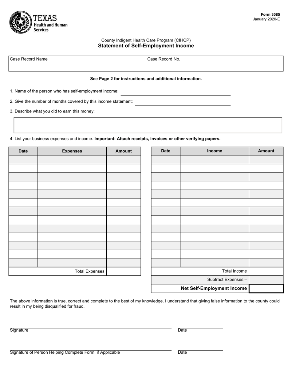 Form 3085 Fill Out Sign Online and Download Fillable PDF Texas