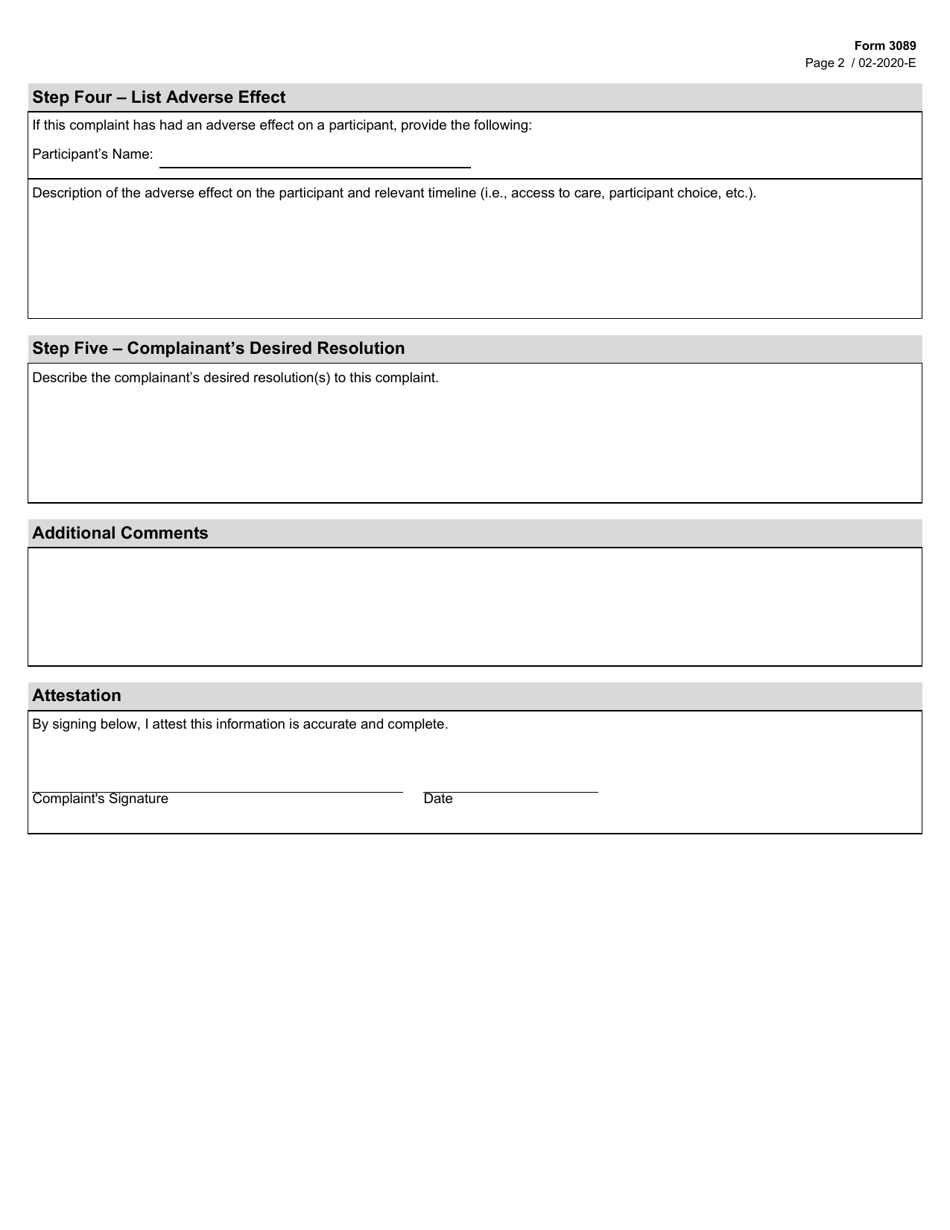 Form 3089 - Fill Out, Sign Online and Download Fillable PDF, Texas ...