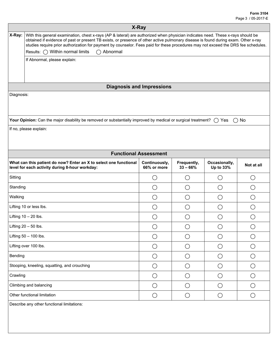 Form 3104 General Physical Examination Report - Texas, Page 3