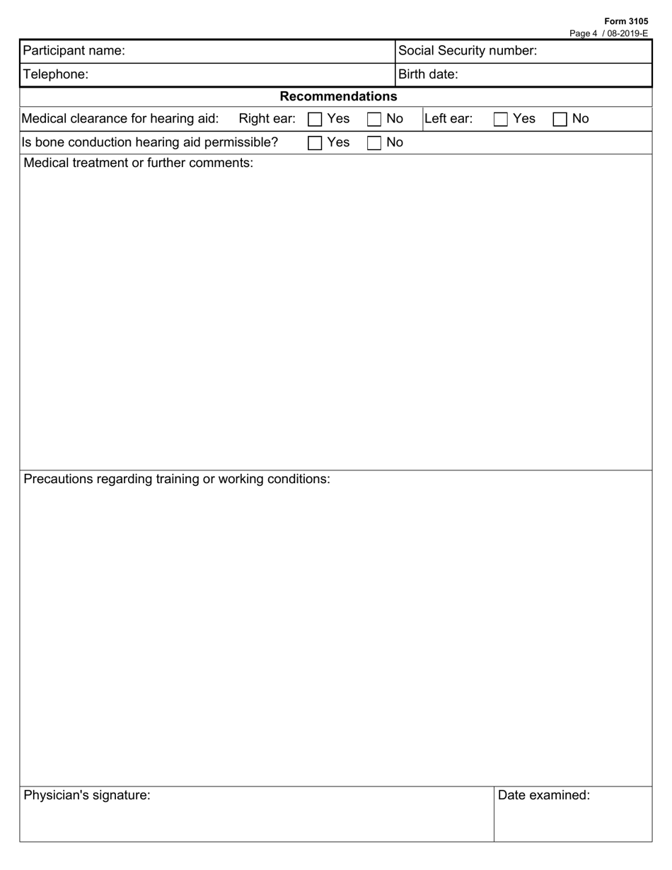 Form 3105 Comprehensive Rehabilitation Services Hearing Evaluation Report - Texas, Page 4
