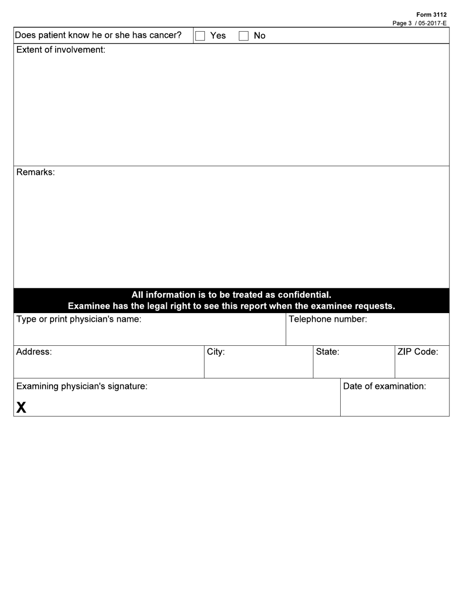 Form 3112 Cancer Disability Medical Report - Texas, Page 3