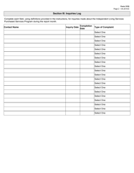 Form 3153 Purchased Services Contract Monthly Complaint and Inquiries Report - Texas, Page 2