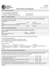 Form 3200 Abortion Facility License Application - Texas