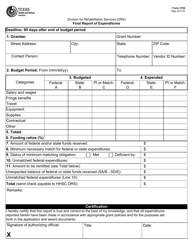 Document preview: Form 3159 Final Report of Expenditures - Texas
