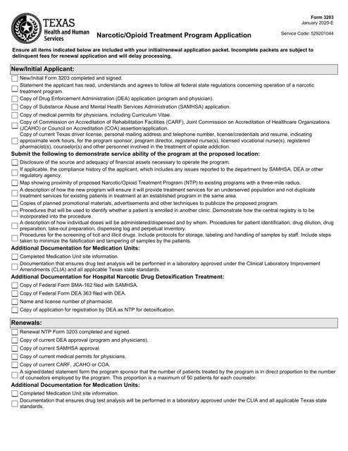 Form 3203  Printable Pdf