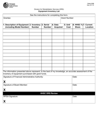 Document preview: Form 3152 Equipment Inventory List - Texas