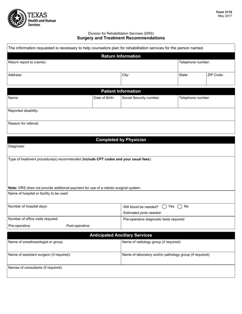 Form 3110  Printable Pdf