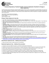 Document preview: Form 3209 Chemical Dependency Treatment Facility Licensure Application Checklist for Change in Status Applicants - Texas