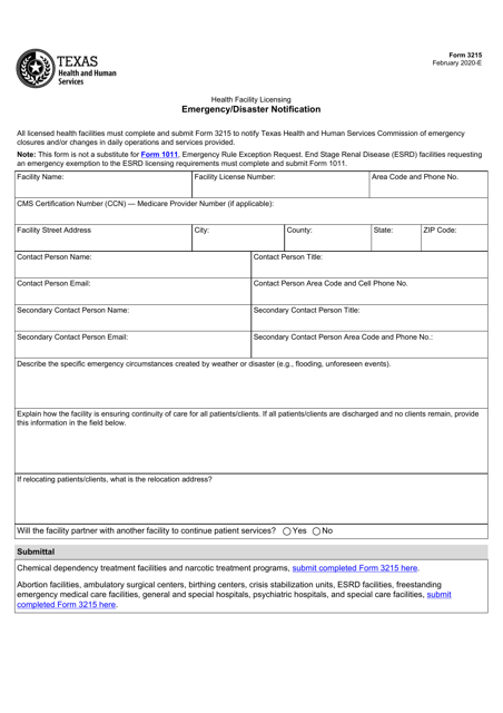 Form 3215  Printable Pdf