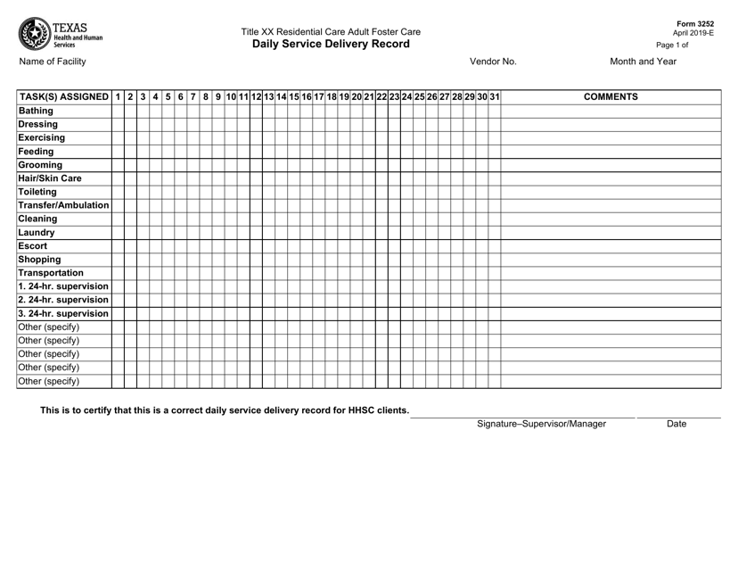 Form 3252 - Fill Out, Sign Online and Download Fillable PDF, Texas | Templateroller