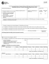 Document preview: Form 3599 Habilitation Service Provider Orientation/Supervisory Visits - Texas