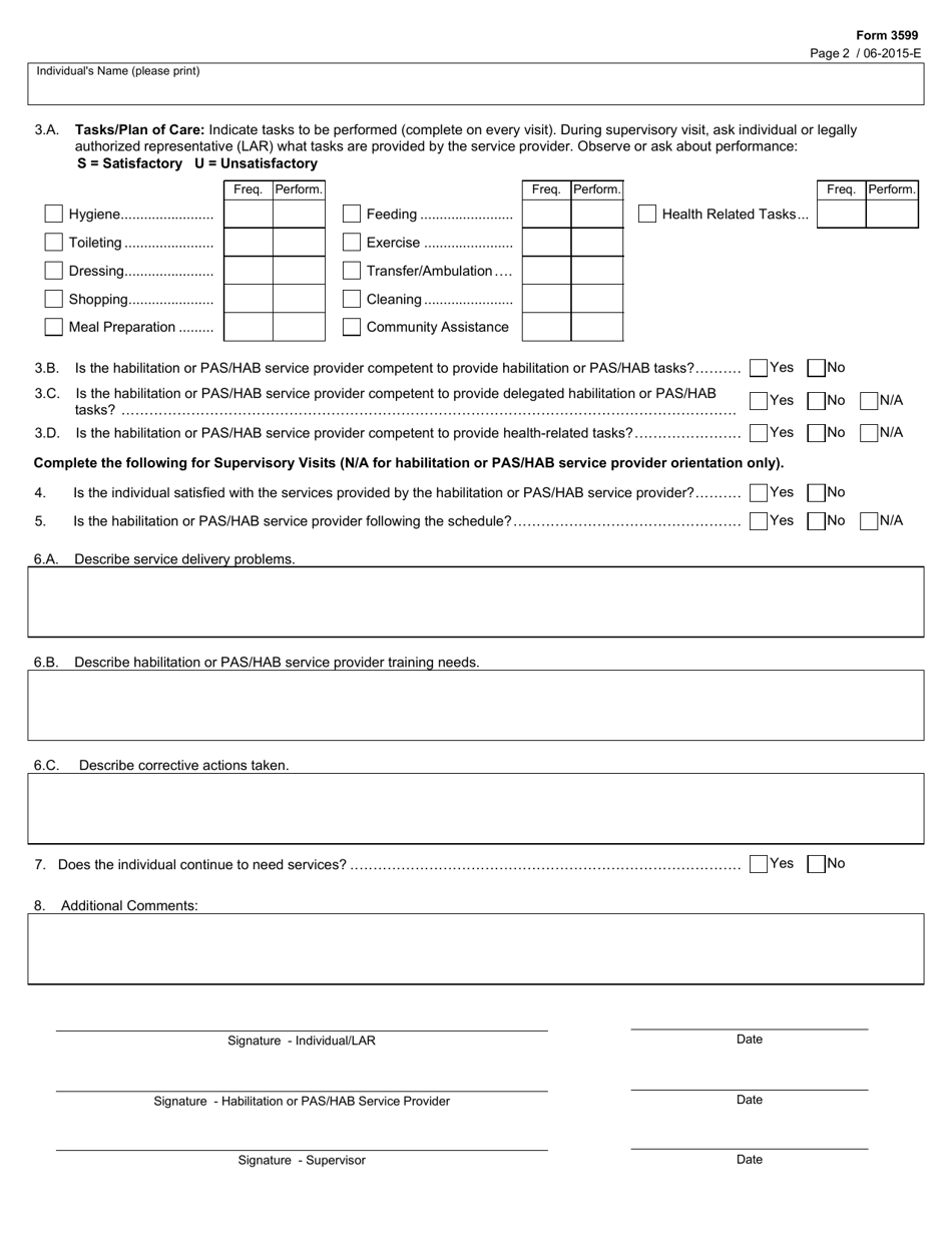 Form 3599 - Fill Out, Sign Online and Download Fillable PDF, Texas ...