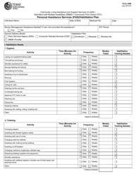 Document preview: Form 3596 Personal Assistance Services (Pas)/Habilitation Plan - Texas