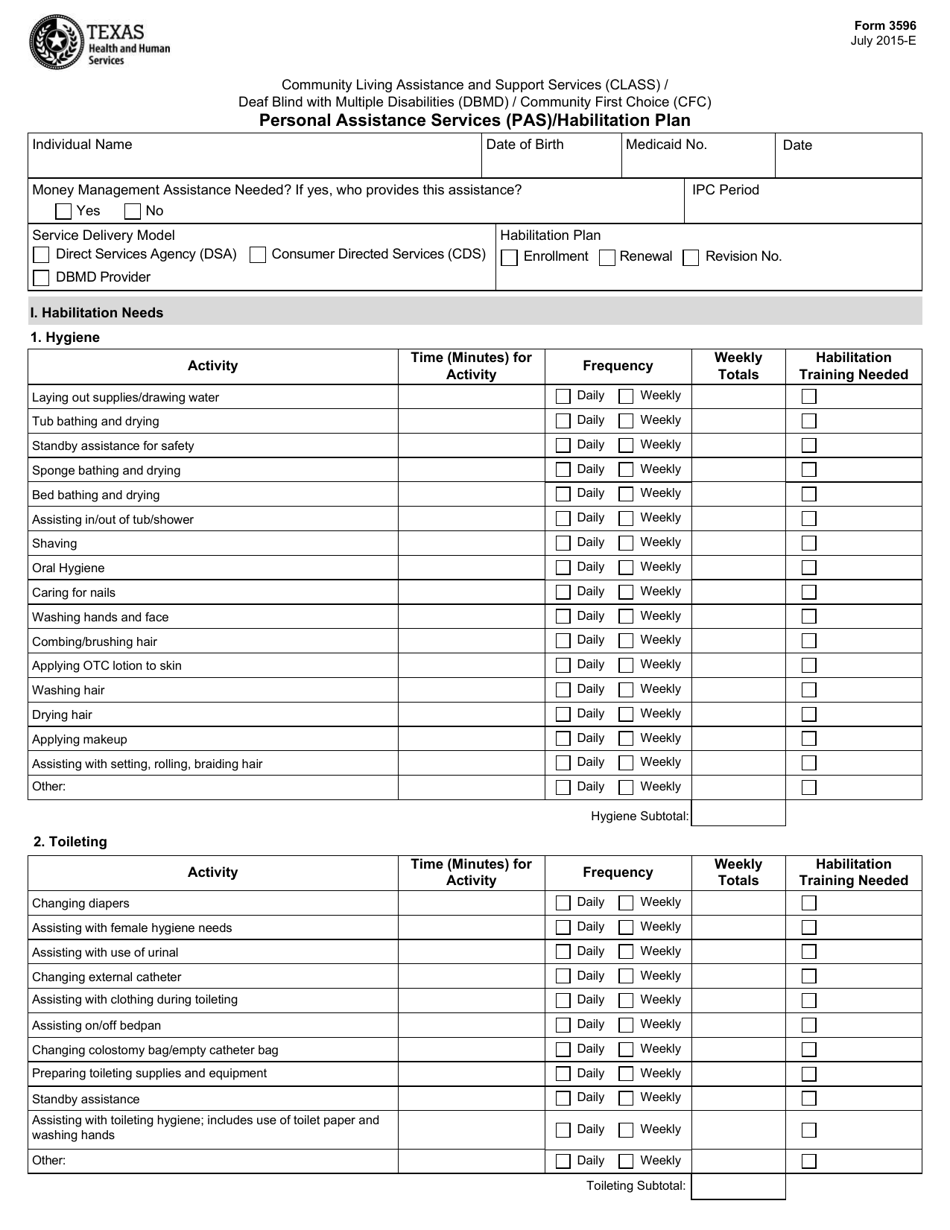 Form 3596 Fill Out, Sign Online and Download Fillable PDF, Texas