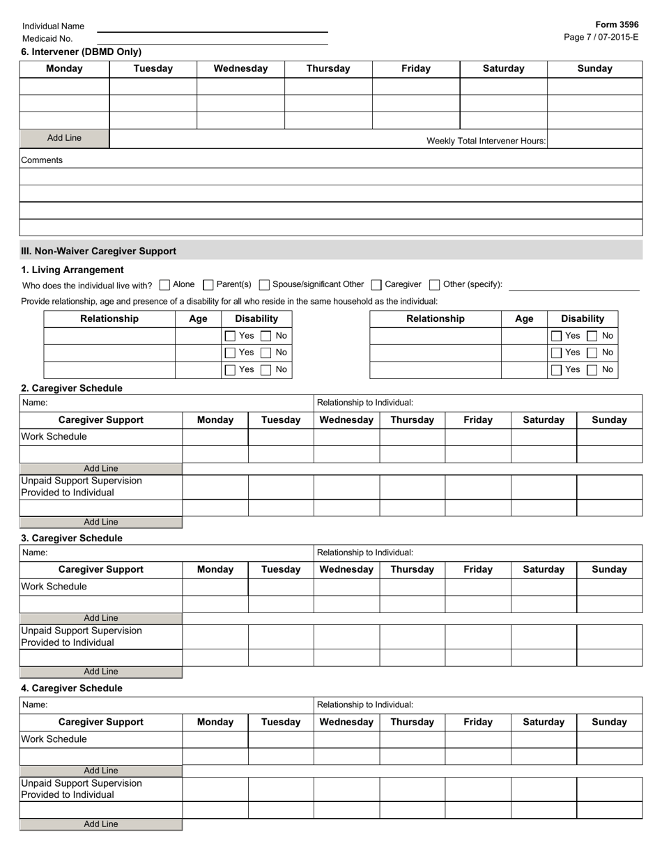 Form 3596 Personal Assistance Services (Pas) / Habilitation Plan - Texas, Page 7