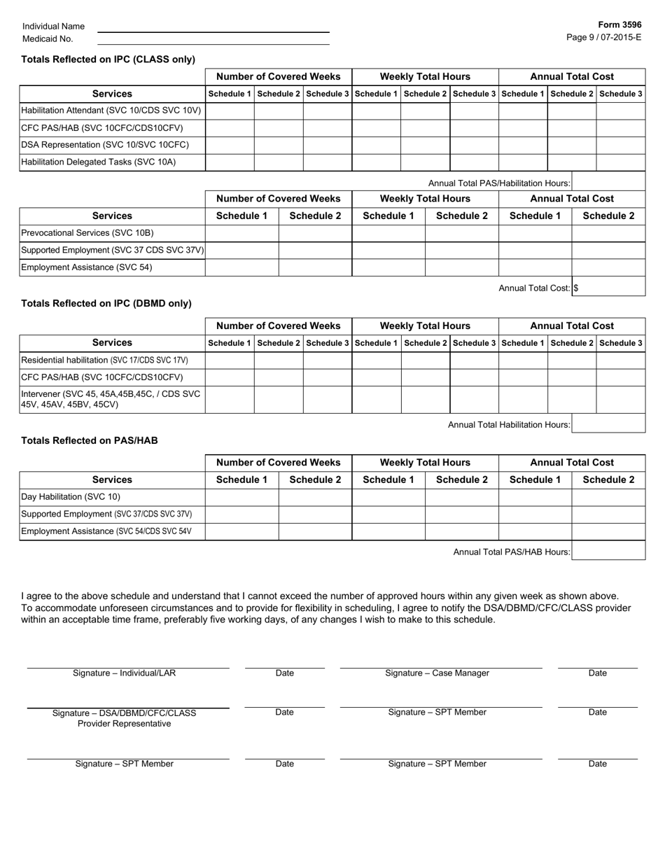 Form 3596 Personal Assistance Services (Pas) / Habilitation Plan - Texas, Page 9