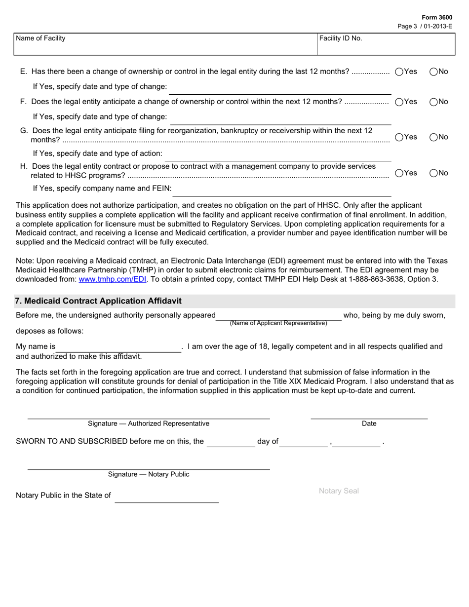 Form 3600 Fill Out, Sign Online and Download Fillable PDF, Texas