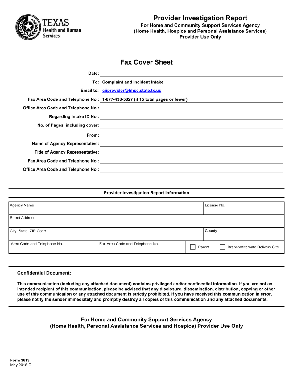 Form 3613 Fill Out, Sign Online and Download Fillable PDF, Texas