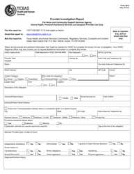 Form 3613 Provider Investigation Report With Fax Cover Sheet (Home Health, Hospice and Personal Assistance Services Provider Use Only) - Texas, Page 2
