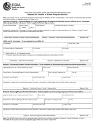 Document preview: Form 3617 Request for Transfer of Waiver Program Services - Texas