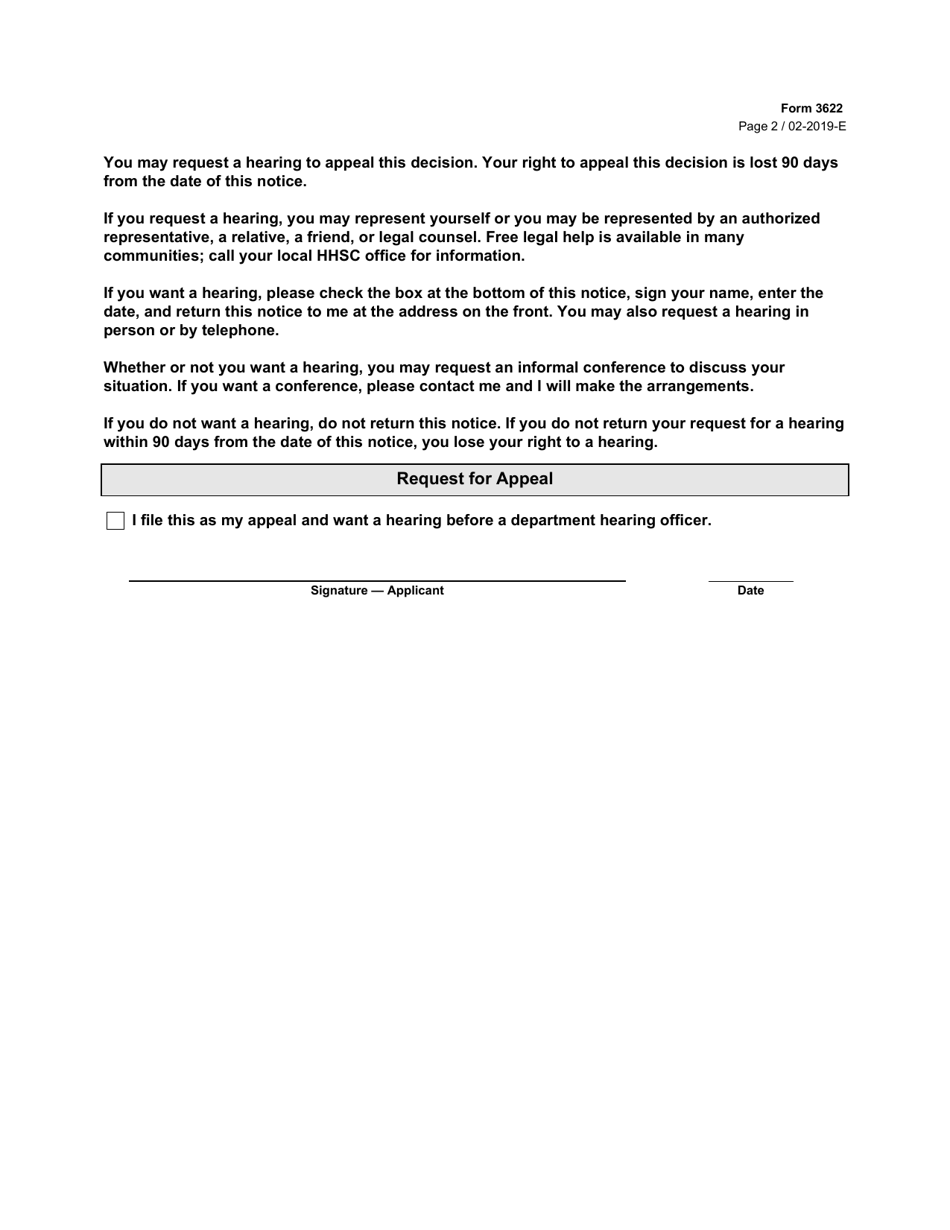 Form 3622 Denial of Application for Class - Texas, Page 2