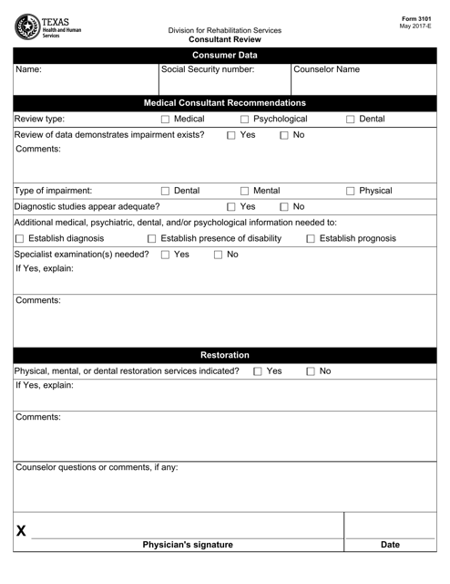 Form 3101  Printable Pdf