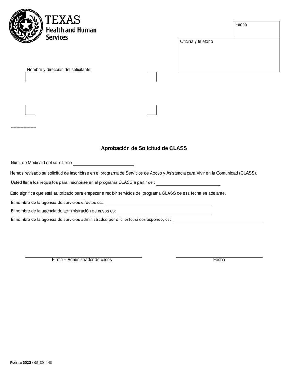 Form 3623 Approval of Application for Class - Texas (English / Spanish), Page 2