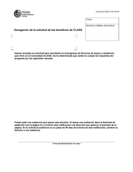 Formulario 3622-S Denegacion De La Solicitud De Los Beneficios De Class - Texas (Spanish)