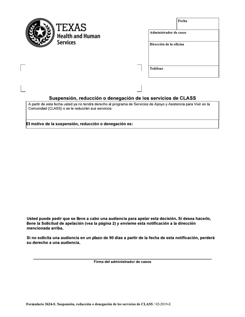 Form 3624-S  Printable Pdf