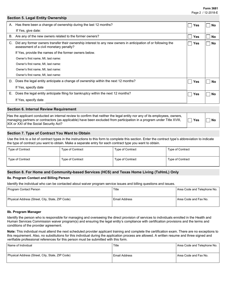 Form 3681 - Fill Out, Sign Online and Download Fillable PDF, Texas ...