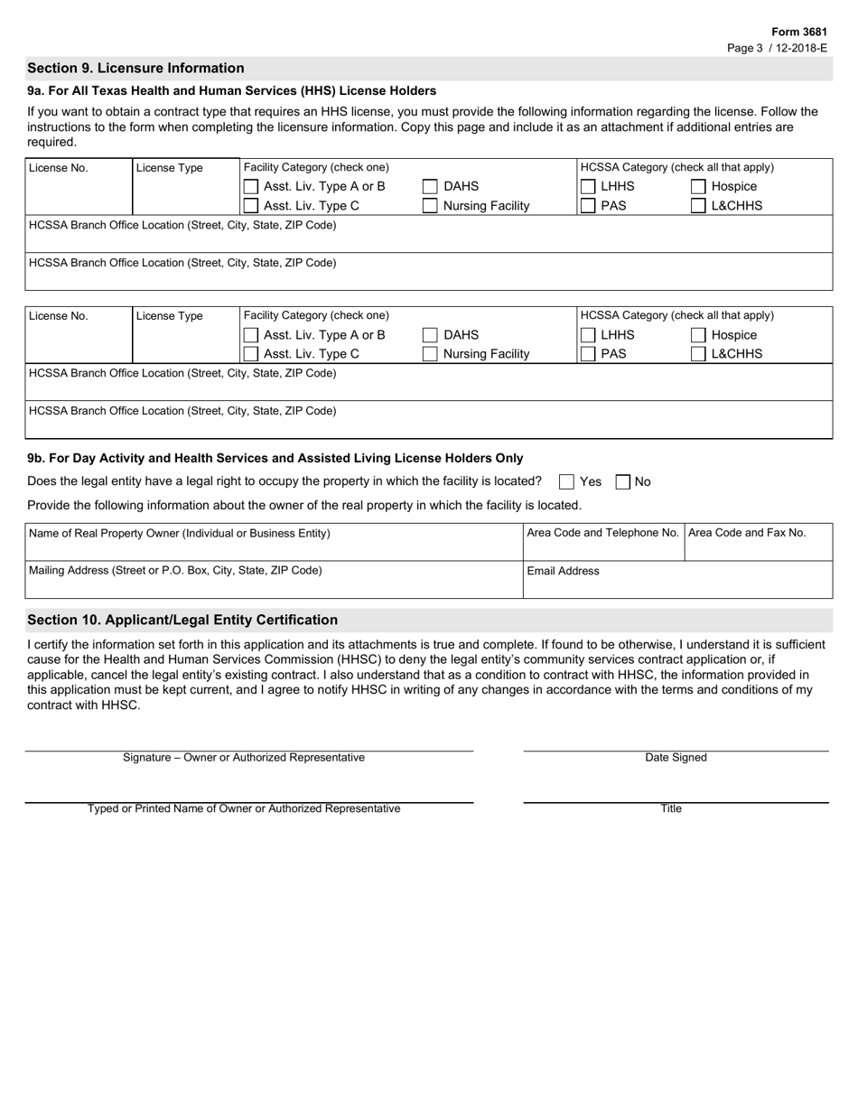 Form 3681 - Fill Out, Sign Online and Download Fillable PDF, Texas ...