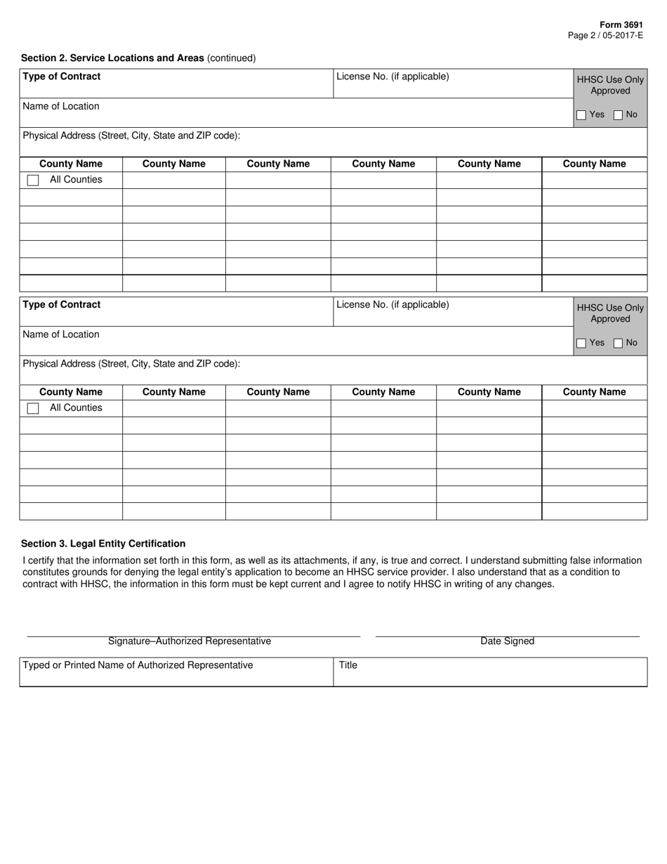 Form 3691 - Fill Out, Sign Online and Download Fillable PDF, Texas ...