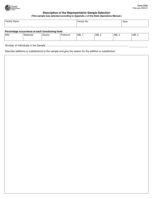Form 3763 Description of the Representative Sample Selection - Texas
