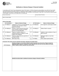 Form 3726 Notification of Adverse Change in Financial Condition - Texas